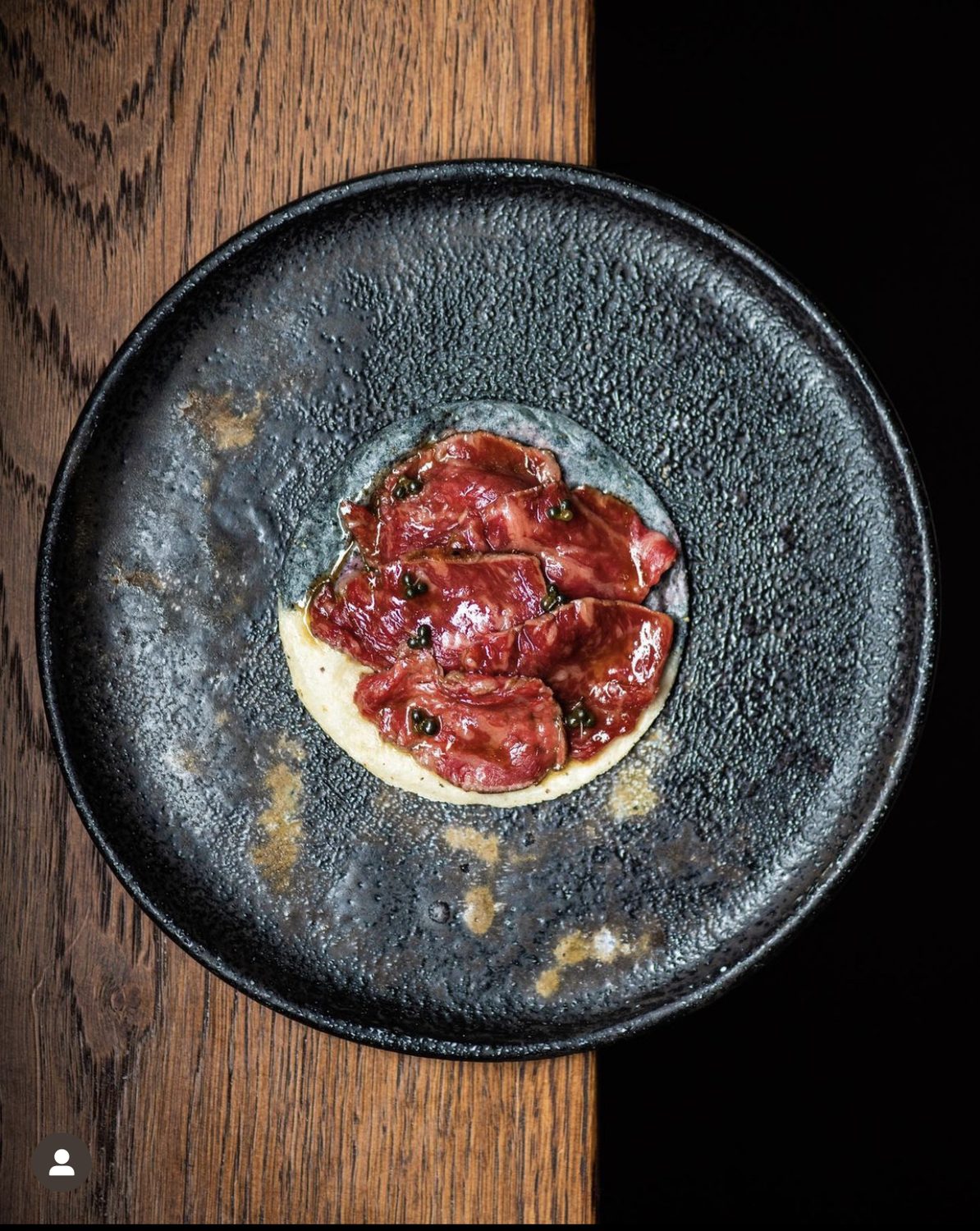 Beef carpaccio with green peppercorns